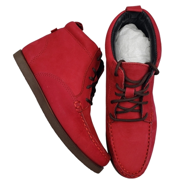 Marc JosephNIB Gramercy Red Nubuck Leather Preppy High Top Booties Boy's 3